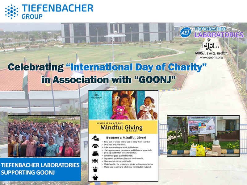 Tiefenbacher Laboratories employees in India actively participated in Goonj’s material collection drives to support the victims of the Rahat floods.